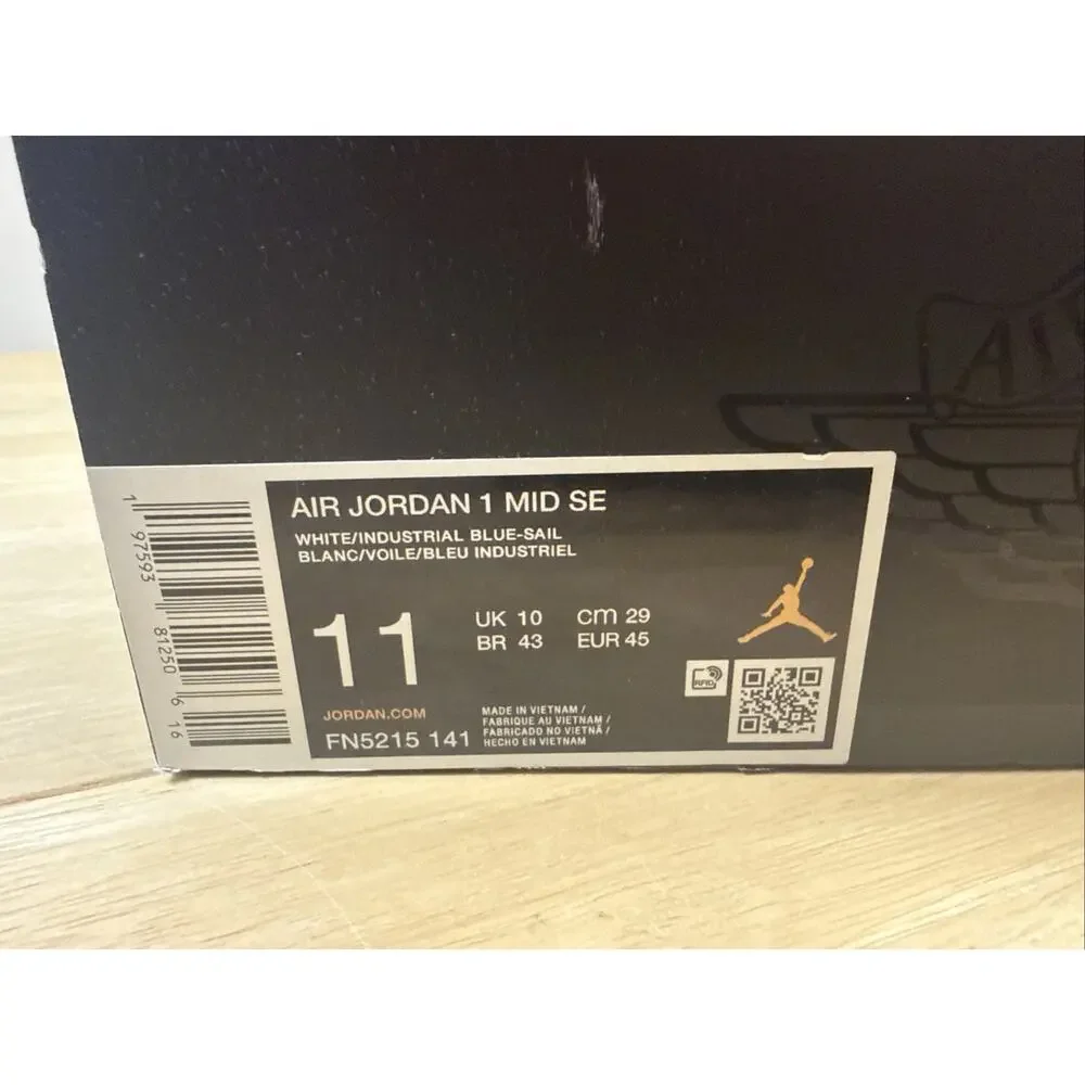 Size 11 - Air Jordan Men’s 1 Mid SE Industrial Blue-sail/white New W BOX